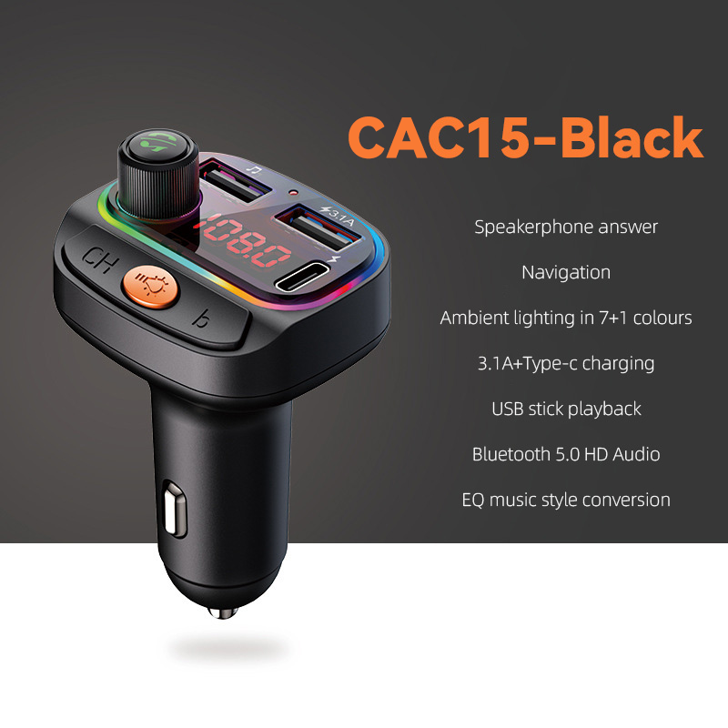 CAC14 CAC15 Car Charger LED Bluetooth MP3 Player FM Transmitter - Divvow