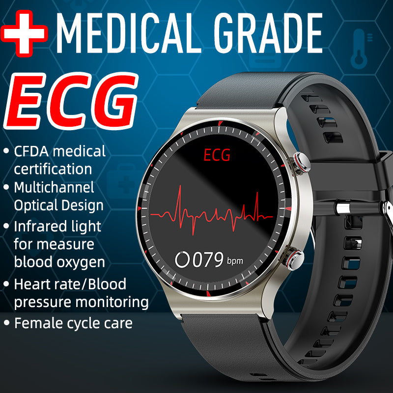 G08 Leather Medical-Grade ECG Smart Watch - Divvow