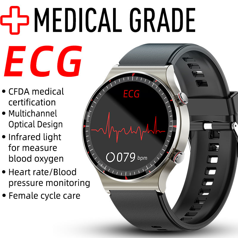 G08 Leather Medical-Grade ECG Smart Watch - Divvow