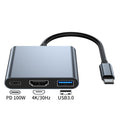 HU2005 3-in-1 Hub Type-C to USB3.0+HDMI+PD100W - Divvow