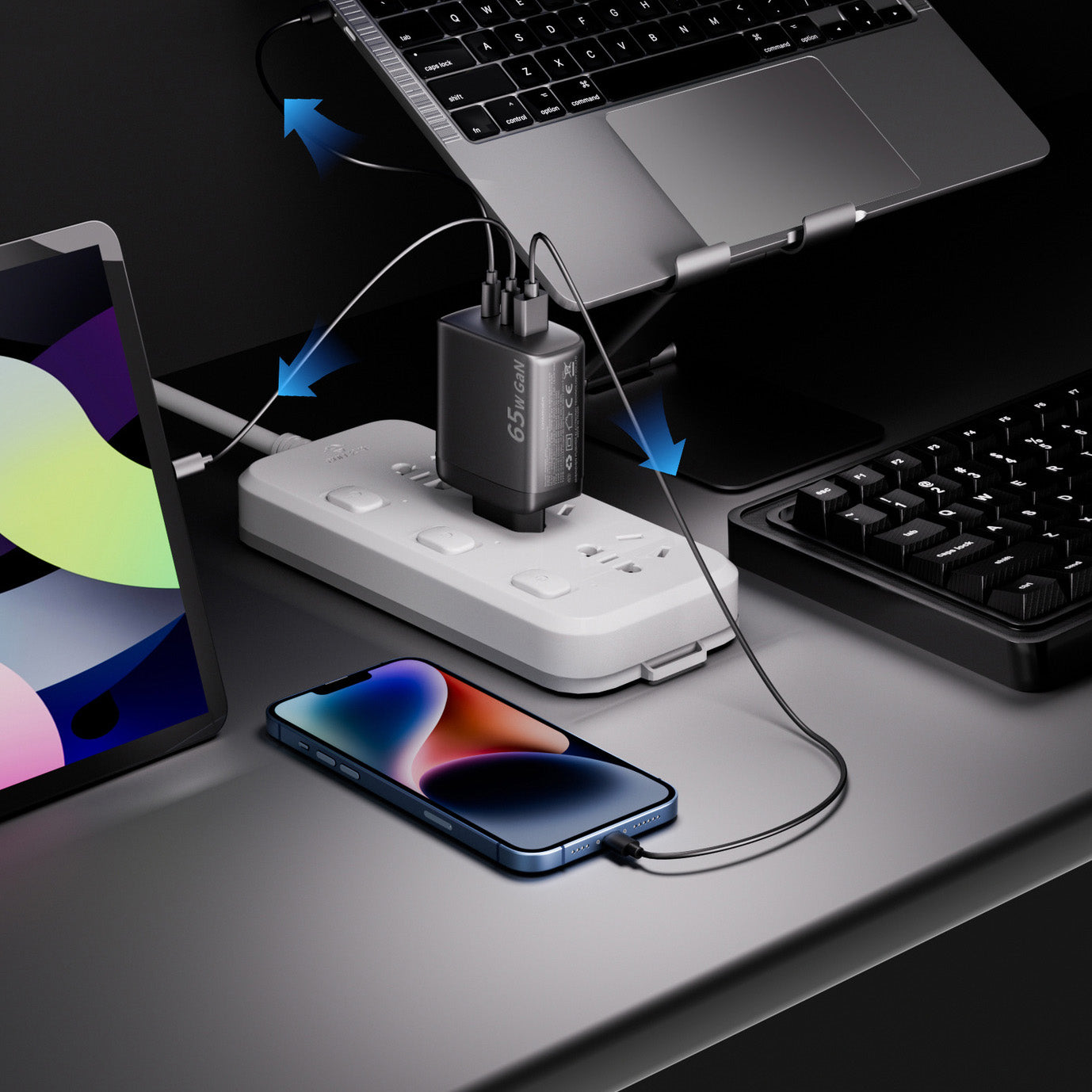 FC11 GaN 65W 3 Port Fast Charger A+C+C - Divvow