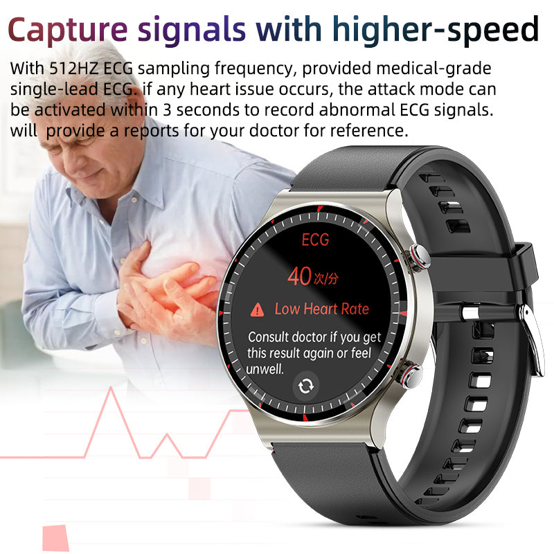 G08 Leather Medical-Grade ECG Smart Watch - Divvow