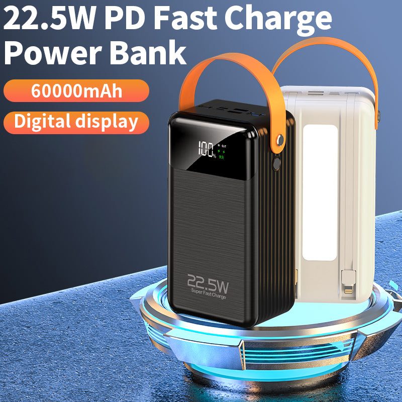PBISDX101S 60000mAh Dual Cables Power Bank with Camping Light - Divvow