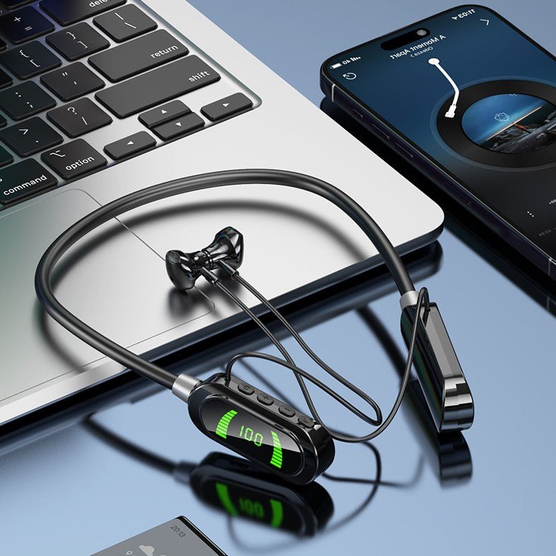 BEYG07 Neckband Bluetooth Earphones with Digital Display - Divvow